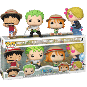 Funko Pop Animation 4 - Pack  Vinyl Figures: Monkey D. Luffy, Roronoa Zoro, Nami & Sanji - One Piece